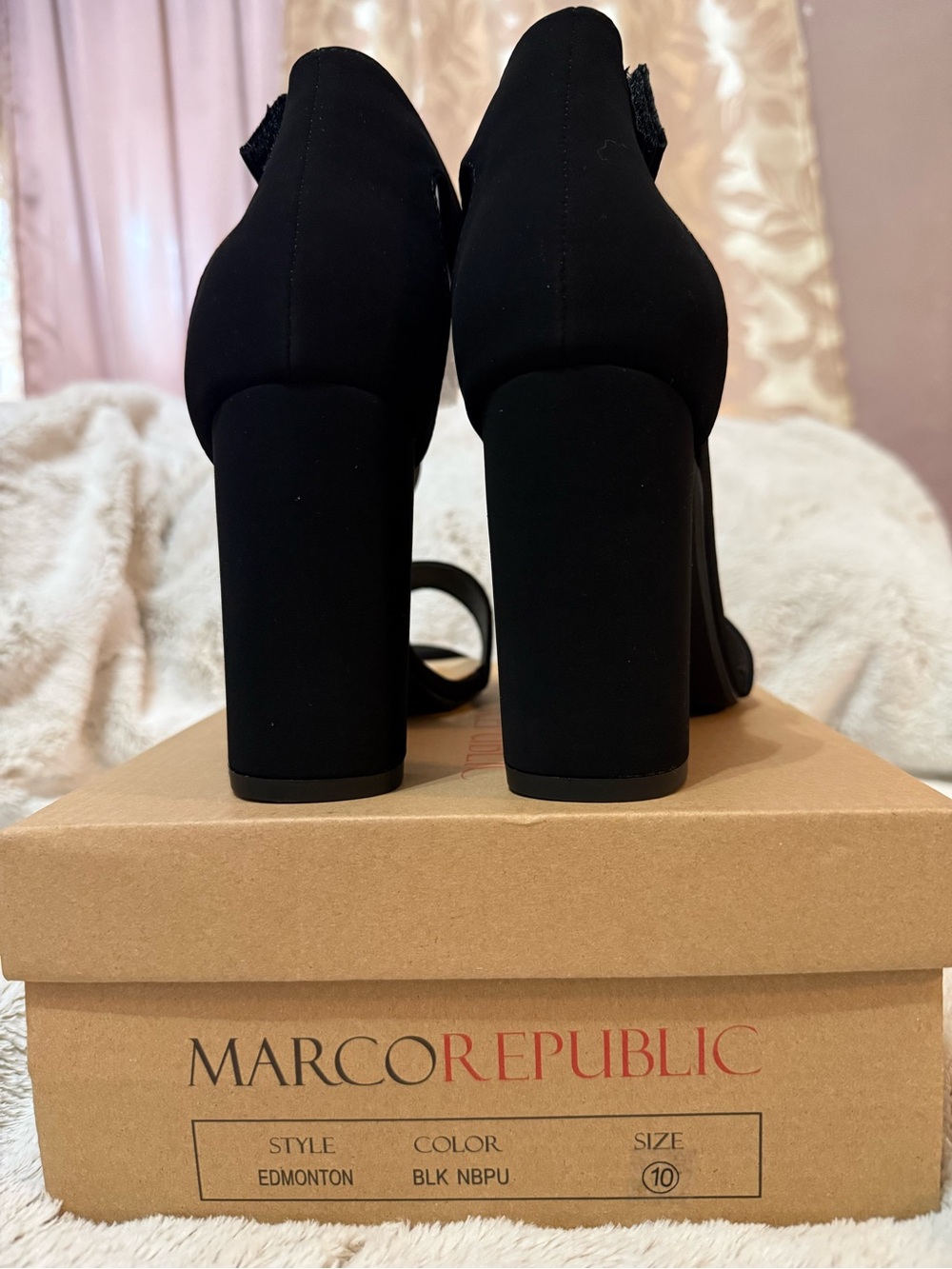 MARCO REPUBLIC Black Block Heel Sandals - Edmonton